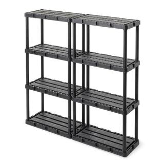 GRACIOUS LIVING 4 Shelf Knect-A-Shelf Solid Light Duty Storage Unit Black 2 Pck 2 x 91089-1C