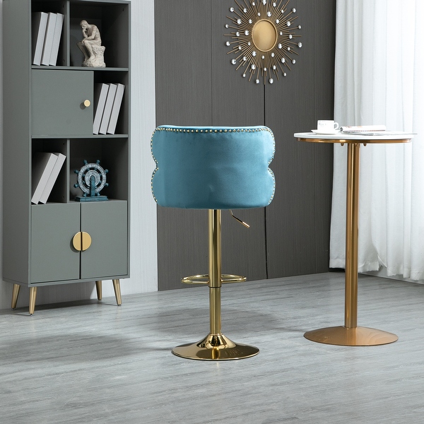 Height Adjustable Upholstered Barstools with Ergonomic-Sesigned Backrest and Footrest