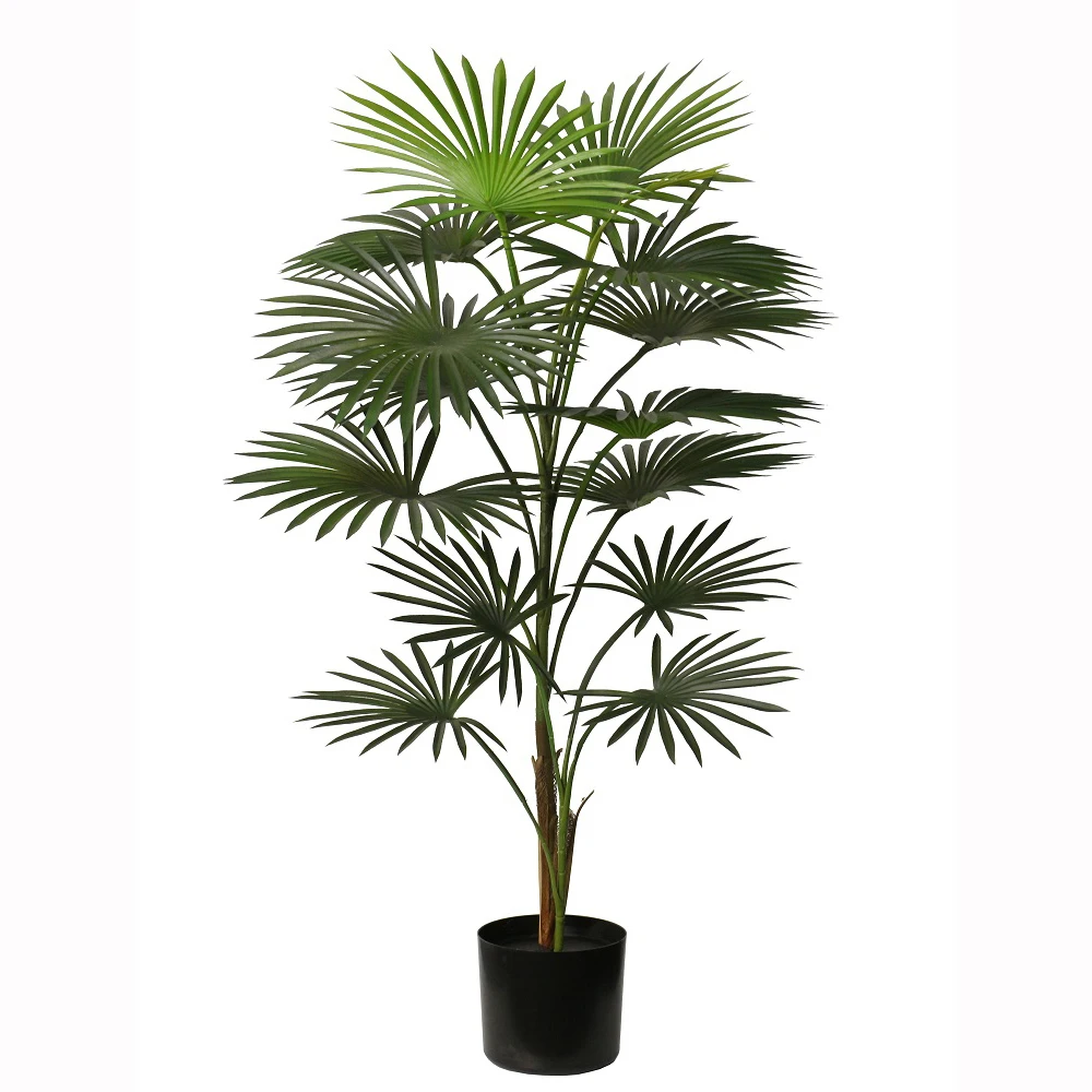 Hot sale real touch cheap bonsai tree plastic fan palm for garden supplies