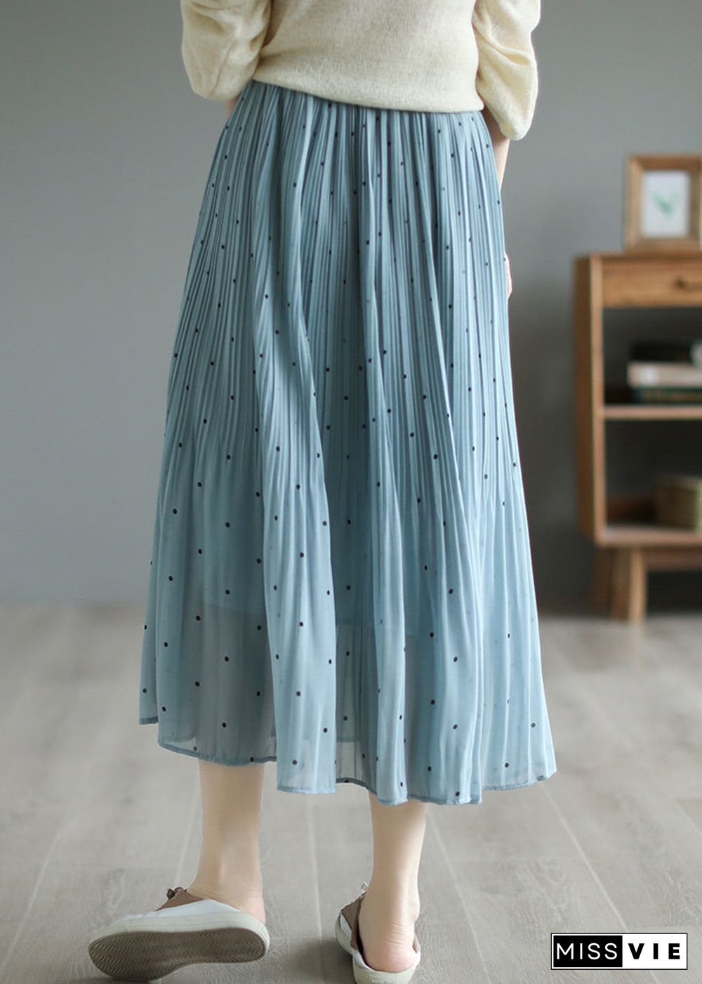 Blue Chiffon Pleated Skirts Oversized Exra Large Hem Summer