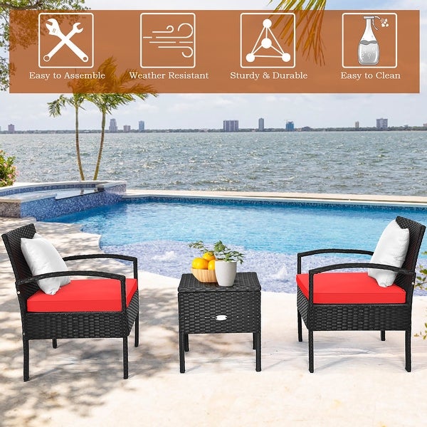 3 Piece Outdoor Patio Rattan Furniture Set - Modern Furniture - Overstock - 37511902