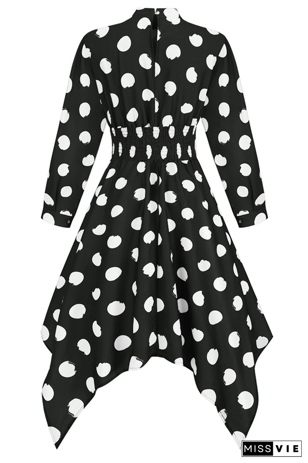 Long Sleeve High Waist Polka Dot Dress