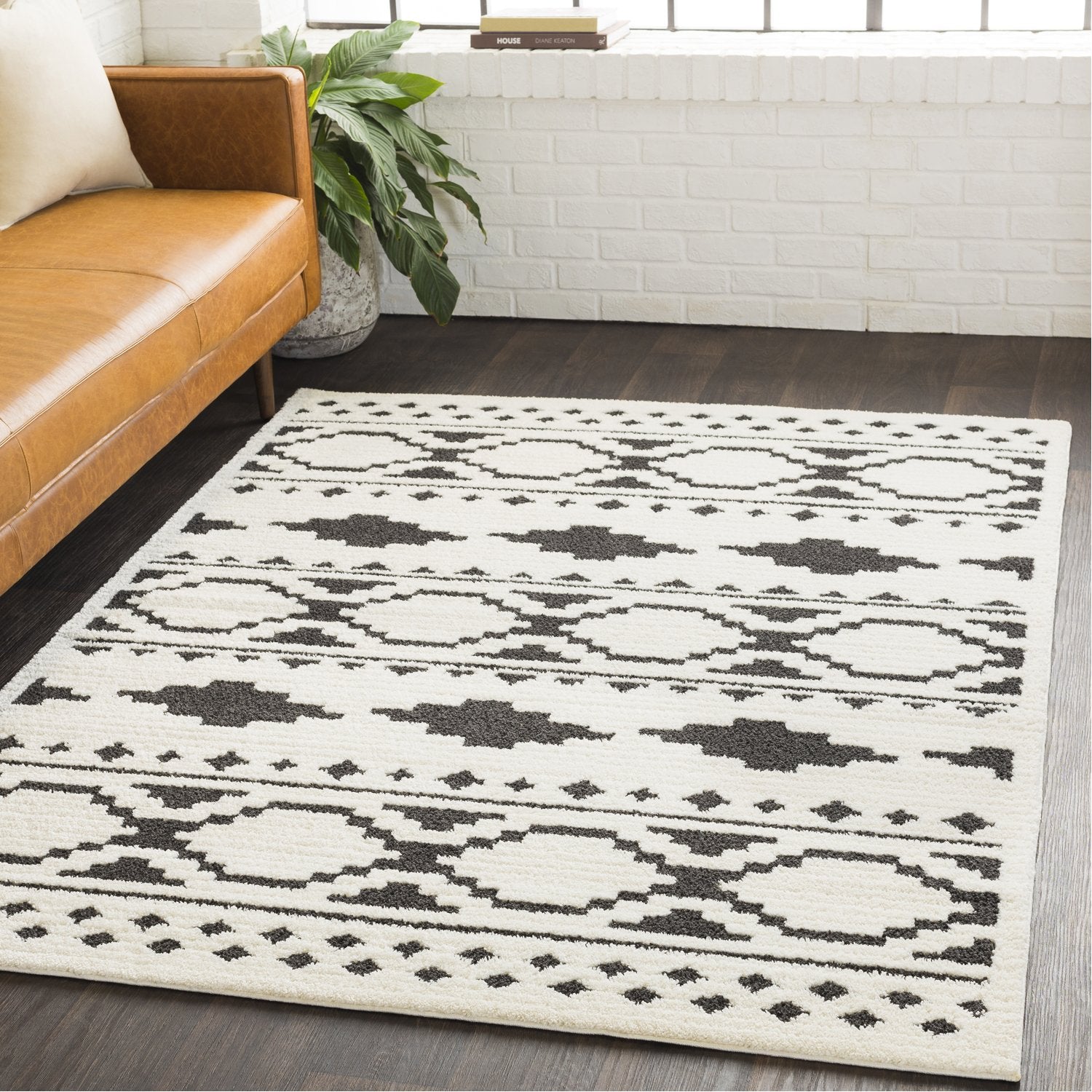 Moroccan Shag Rug in White & Black