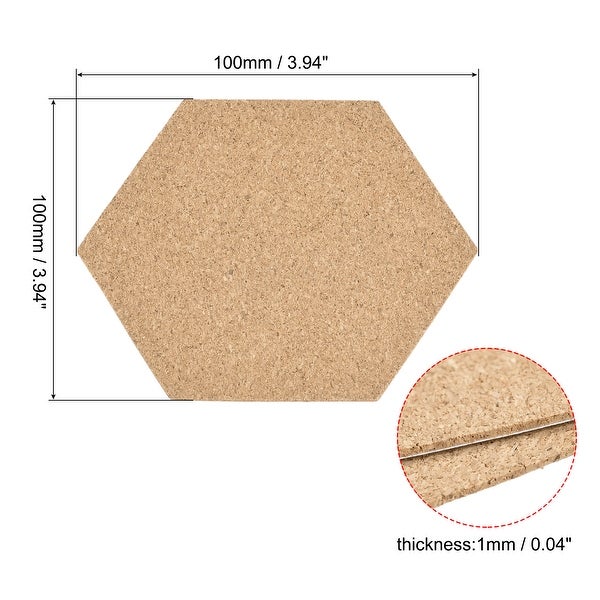 100x85x1mm Hexagon Coasters Cork Cup Mat Pad Adhesive Backed 8pcs - Wood