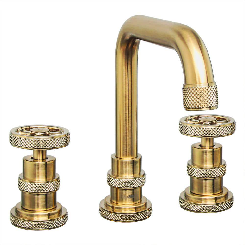 AKDY 8 in Widespread 2Handle HighArc Bathroom Faucet in Brushed Gold