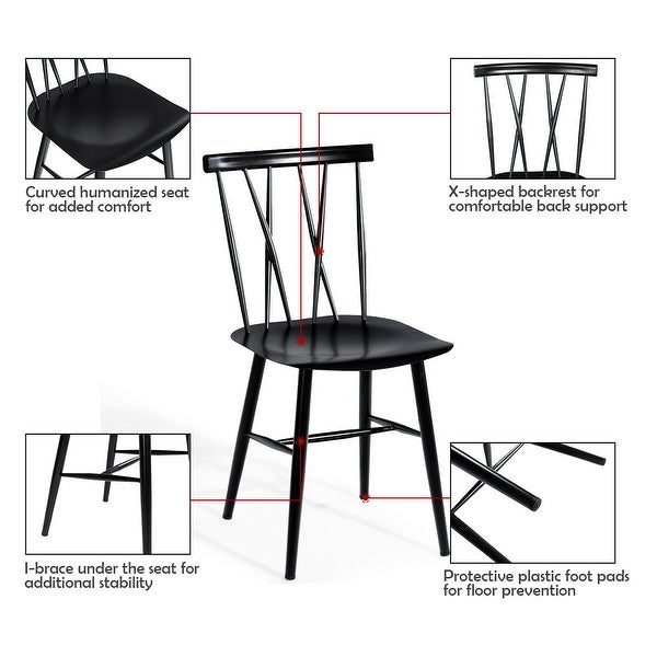 Costway Set of 2 Dining Side Chairs Chairs Armless Cross Back Kitchen - See Details