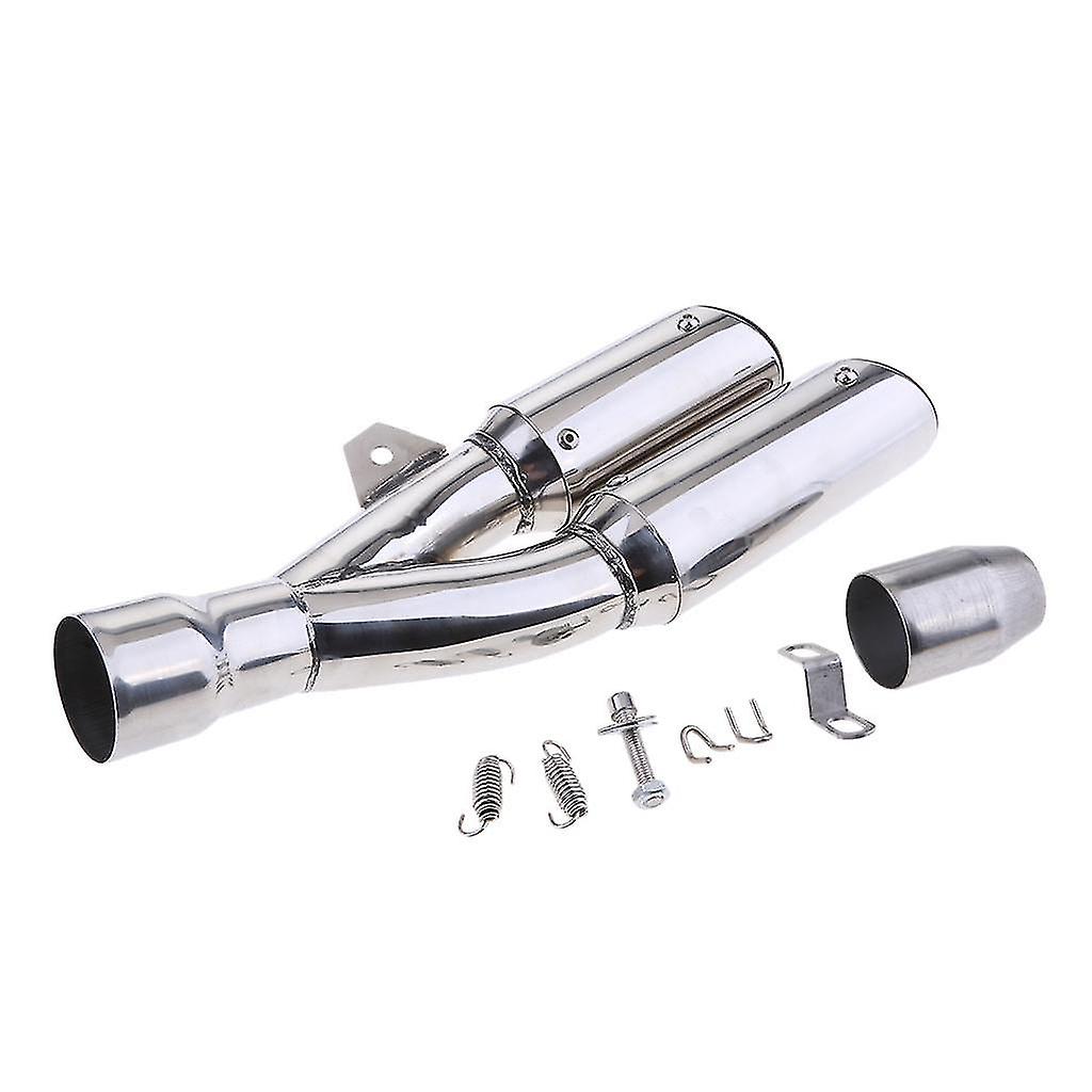 Universal Silver Exhaust    On Motorbike Street Mm 2''