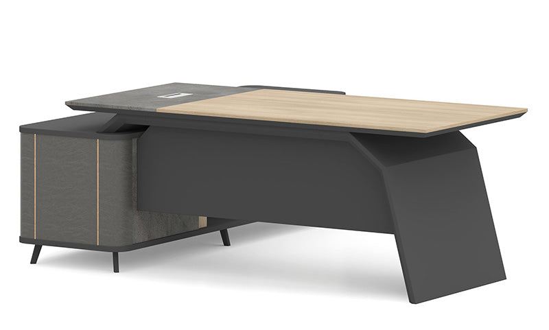 ASHTON Executive Desk Right Return 2.0M - Acacia Walnut + Grey