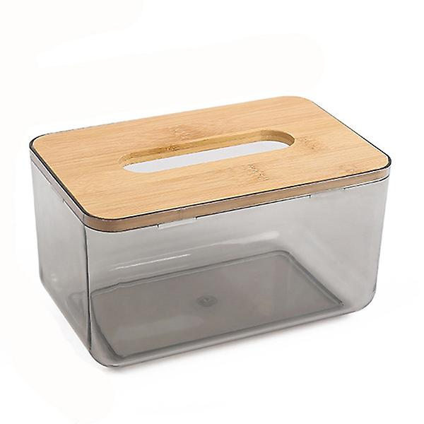 Transparent Tissue Box With Wooden Lid