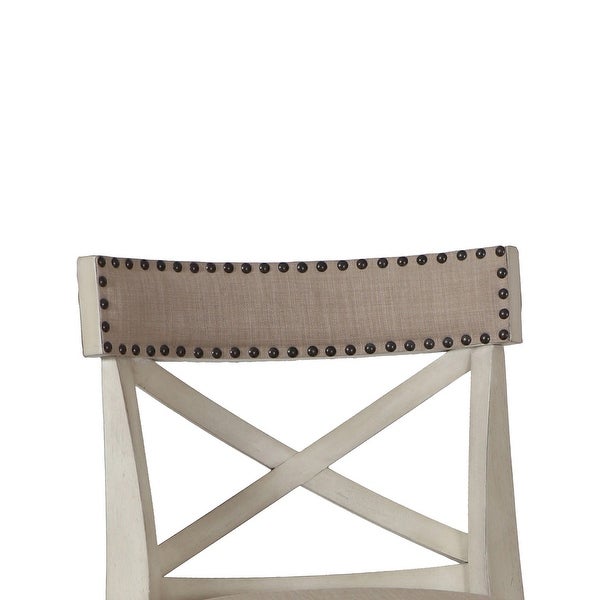 Curved X Shaped Back Swivel Counter Stool with Fabric Padded Seating， White - 38 H x 19 W x 18 L Inches