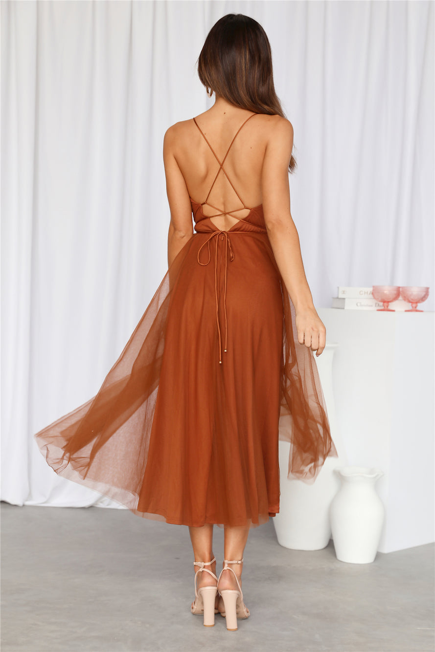 Signal My Way Midi Dress Chocolate