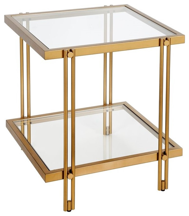 Henn ampHart 20 quotBrass Metal/Glass Side Table   Contemporary   Side Tables And End Tables   by Homesquare  Houzz