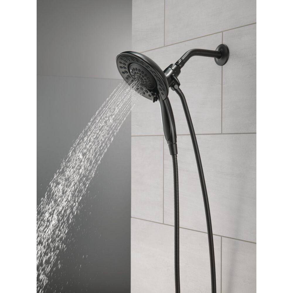 Delta In2ition 5-Spray Patterns 1.75 GPM 6.81 in. Wall Mount Dual Shower Heads in Matte Black 58569-BL-PK