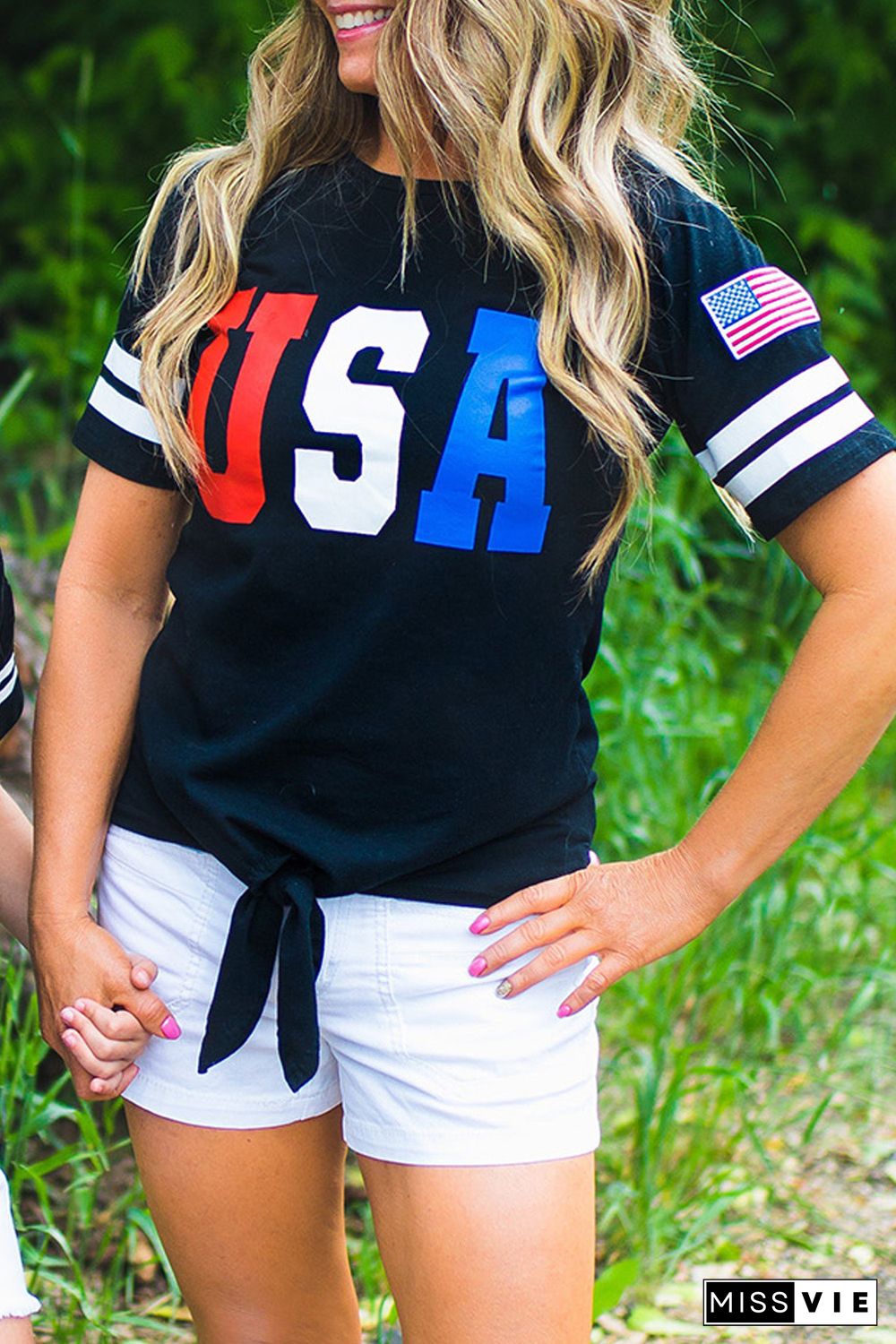 USA Graphic Tie Front Tee