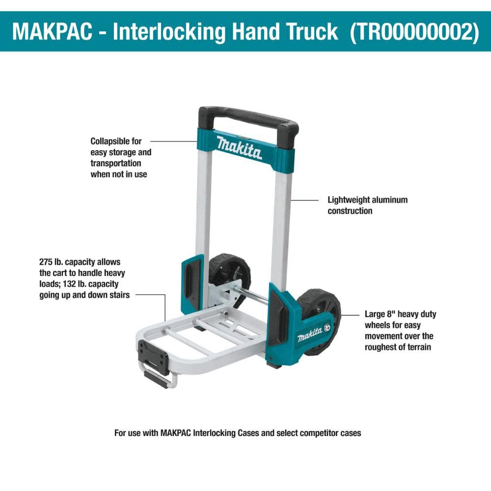 Makita MAKPAC Interlocking Case Hand Truck TR00000002 from Makita