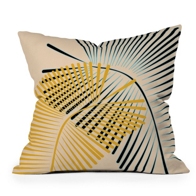 Mirimo Two Palm Leaves Outdoor Throw Pillow Yellow cream Deny Designs