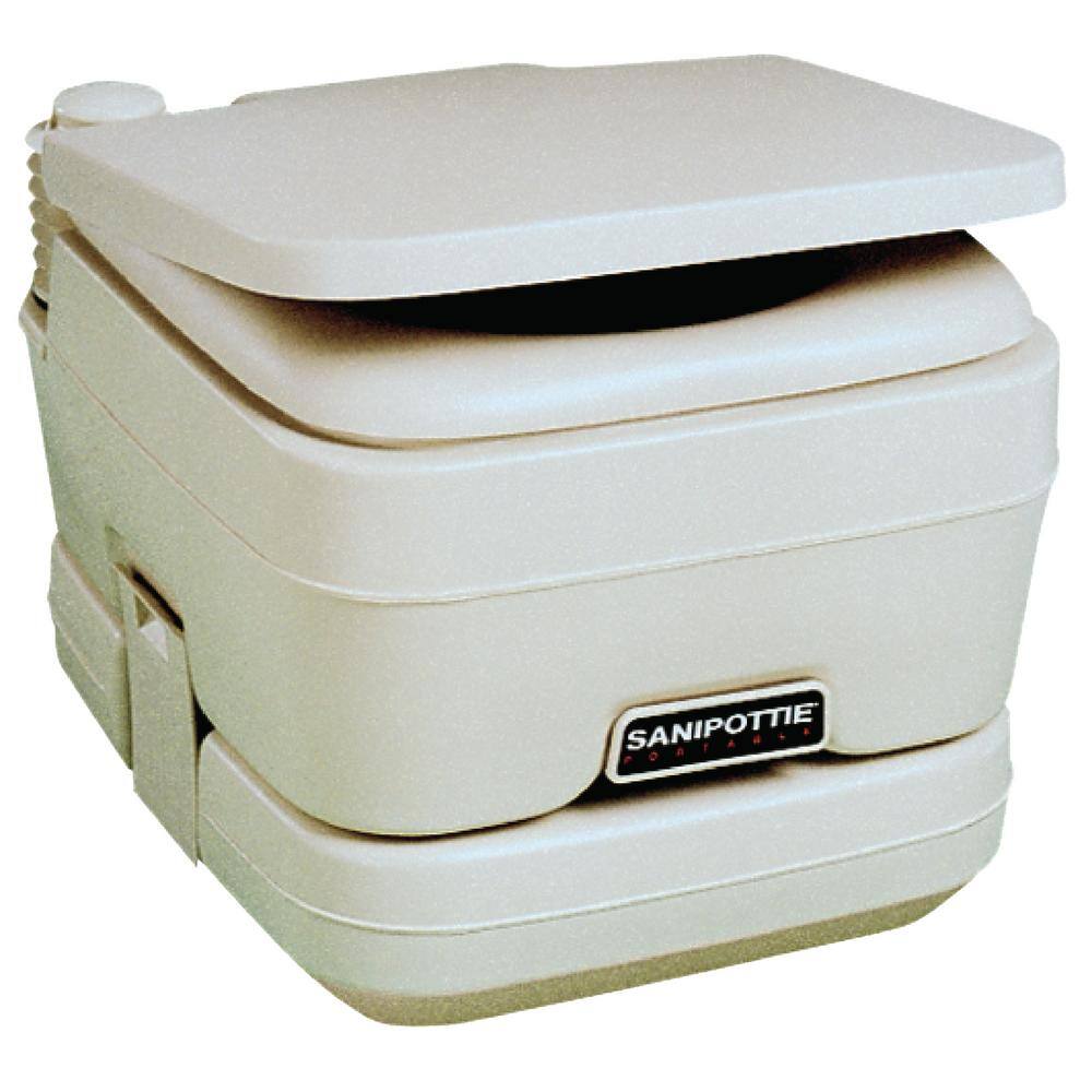 Dometic 2.5 Gal. Adult Size SaniPottie 962 Portable Toilet with Bellows Flush in White 301096206