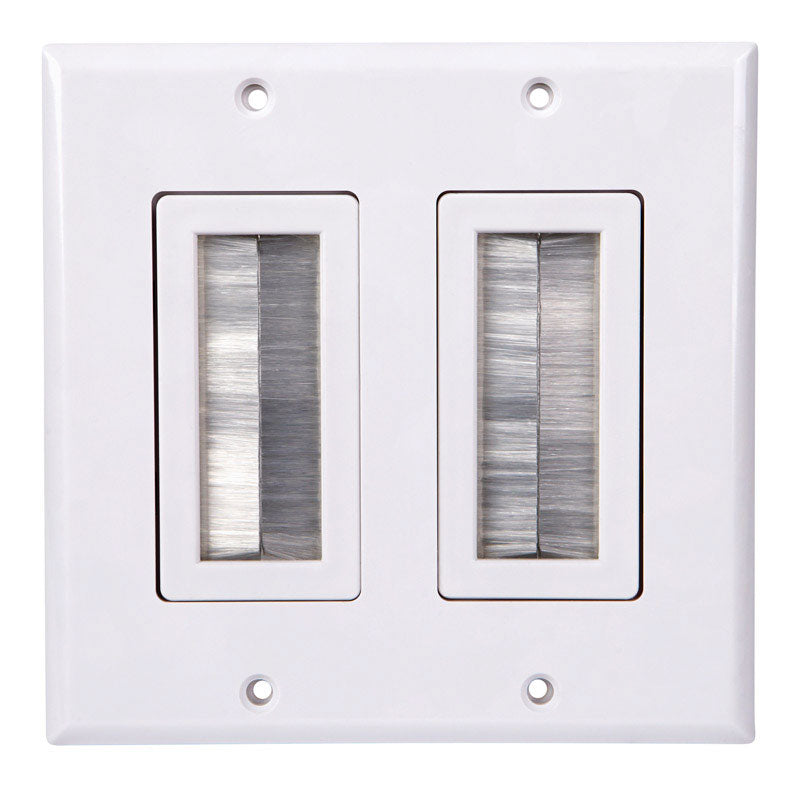 WALL PLATE 2G BRUSH WHT