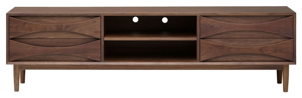 Adele Walnut Wood Media Unit Cabinet   Midcentury   Entertainment Centers And Tv Stands   by HedgeApple  Houzz