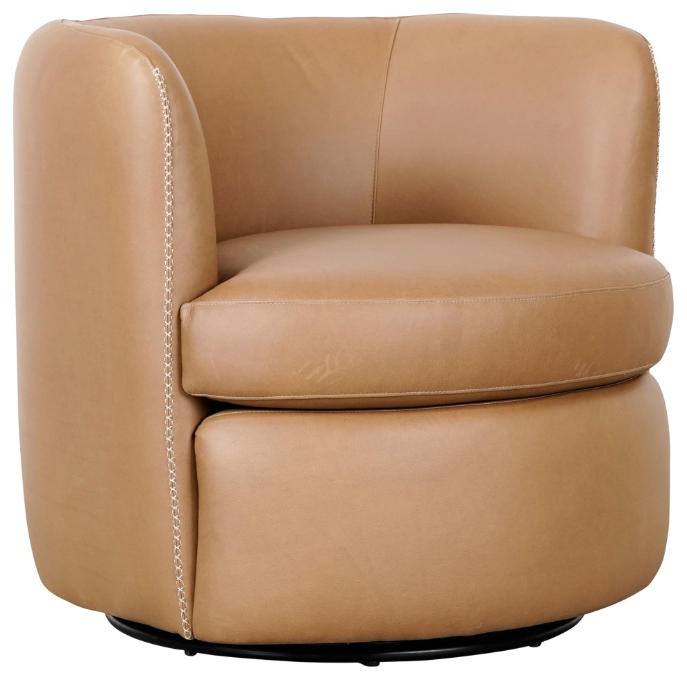 Bronson Swivel Accent Chair Saddle by Kosas Home   Contemporary   Armchairs And Accent Chairs   by Kosas  Houzz