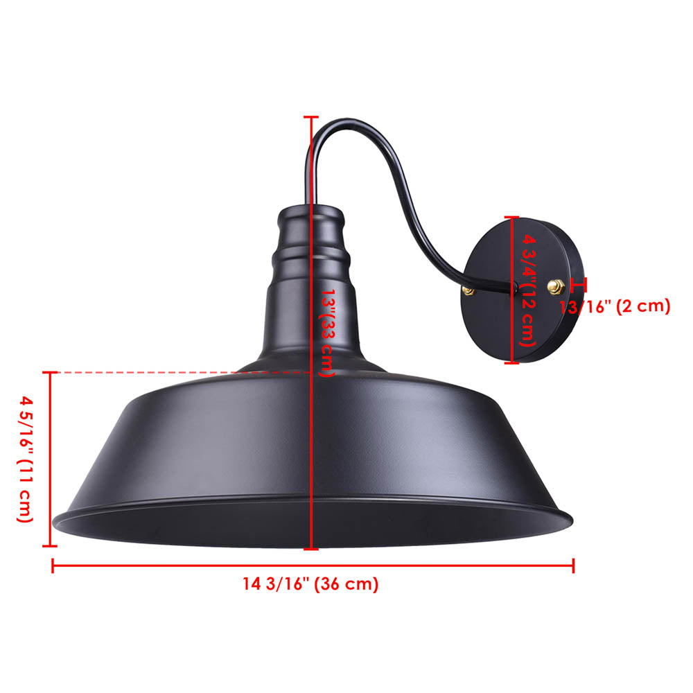 Yescom 14 in Industrial Black Wall Sconce Wall Light 1 Light