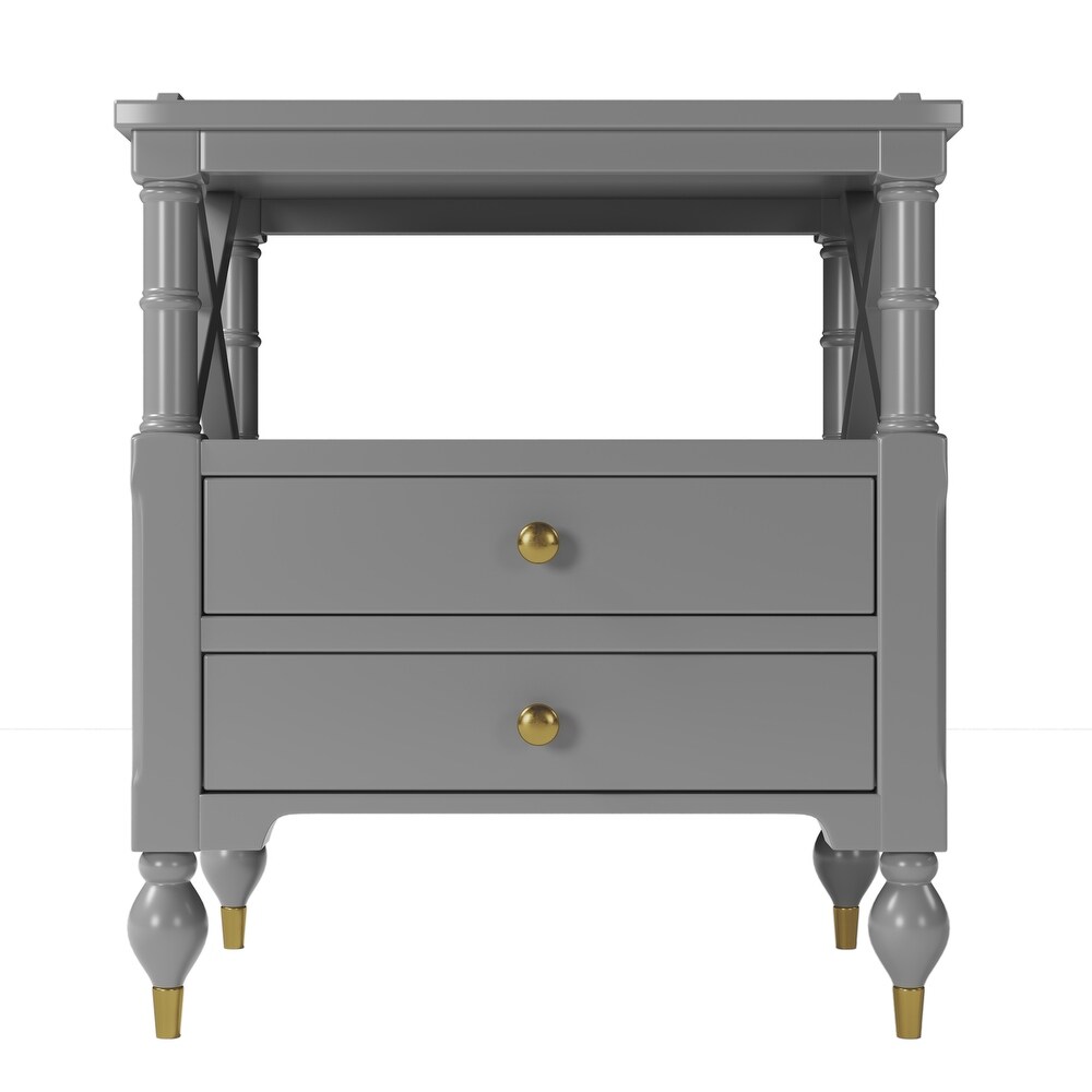 Modern 2 Drawer Nightstand End Table