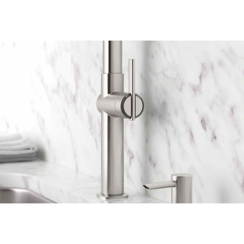 KOHLER Rune Single-Handle Pull-Down Sprayer Kitchen Faucet in Vibrant Stainless K-R22153-SD-VS