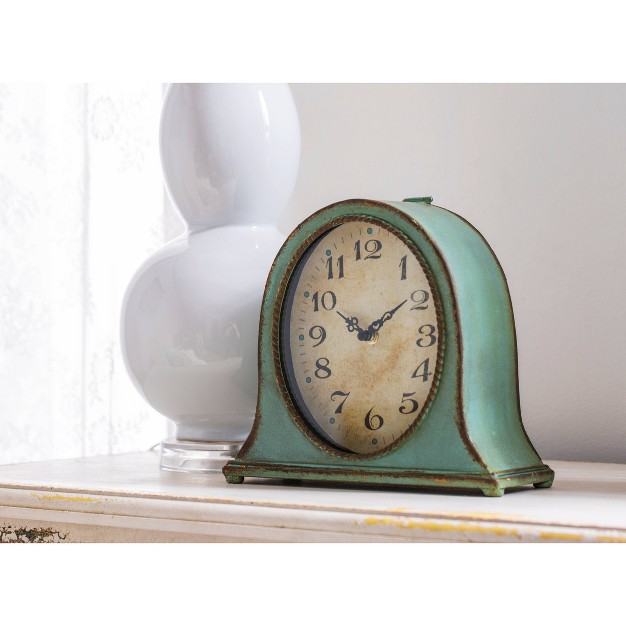 X 8 5 quot Metal Mantel Clock Aqua Storied Home