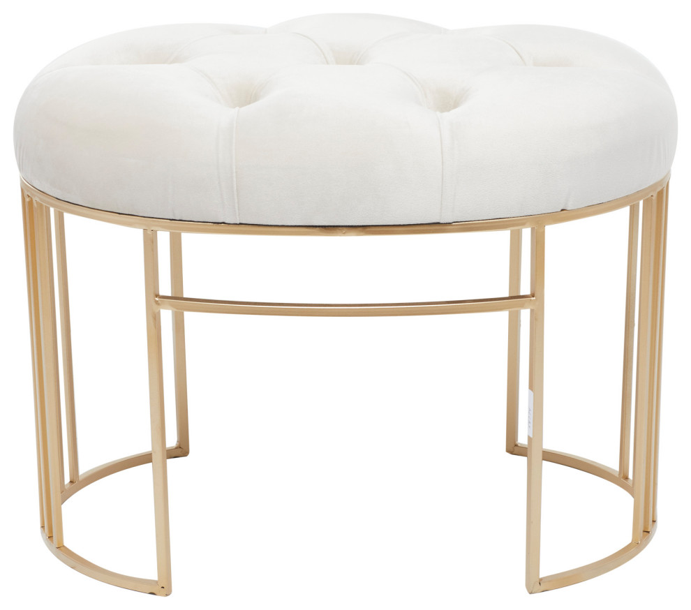 Gold Metal Glam Bench  19 quotx 24 quotx 17 quot560140   Contemporary   Vanity Stools And Benches   by Brimfield  ampMay  Houzz