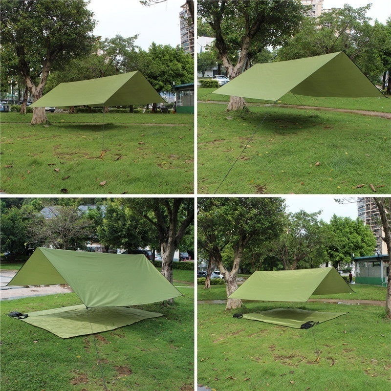 Green Survival Gear Outdoor Sun Shelter Waterproof Beach Sun Shade Picnic Mat Picnic Blanket Tent Pergola Awning Canopy(tent Only，Support Not Include)