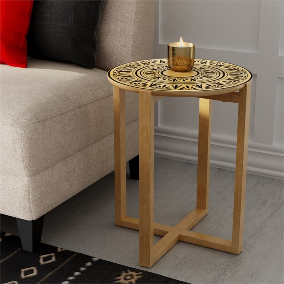 Home Square Wood End Table with Cross Style Base in Natural   Set of 2   Contemporary   Side Tables And End Tables   by Homesquare  Houzz