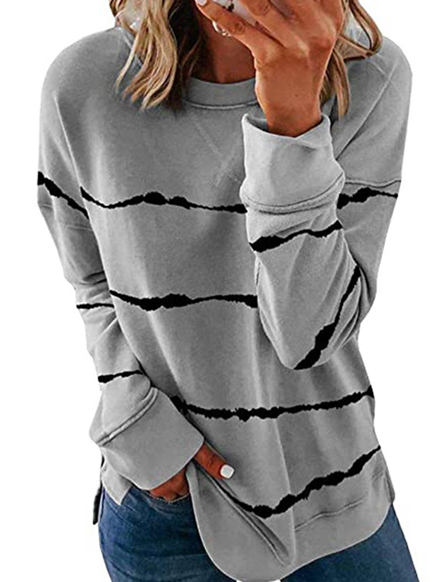 Round Neck Striped Long Sleeve T-shirt