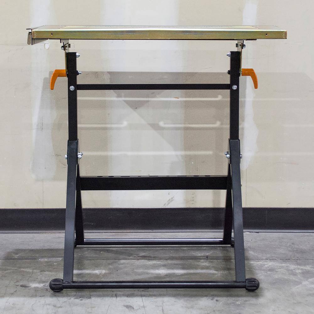 HIT Welding 30 in. x 22 in. Foldable Flameproof Steel Welding Table with Adjustable Tilt Top 809718