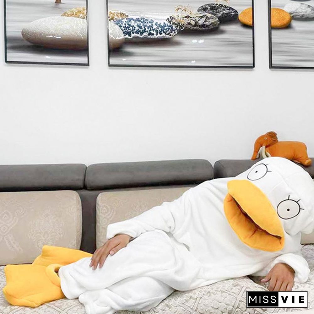Lovely Duck Hooded Sleep Jumpsuit Pajamas