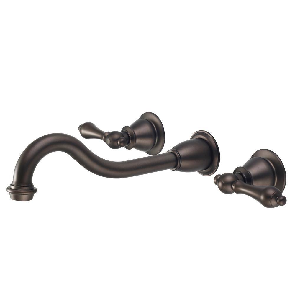 Water Creation Wall Mount 2-Handle Elegant Spout Bathroom Faucet in Oil Rubbed Bronze F4-0001-03-AL