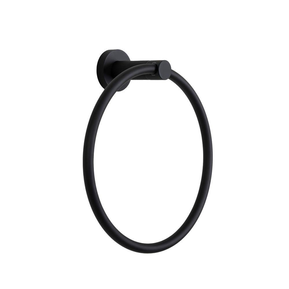 Italia Florence Wall Mounted Towel Ring in Matte Black FL9302