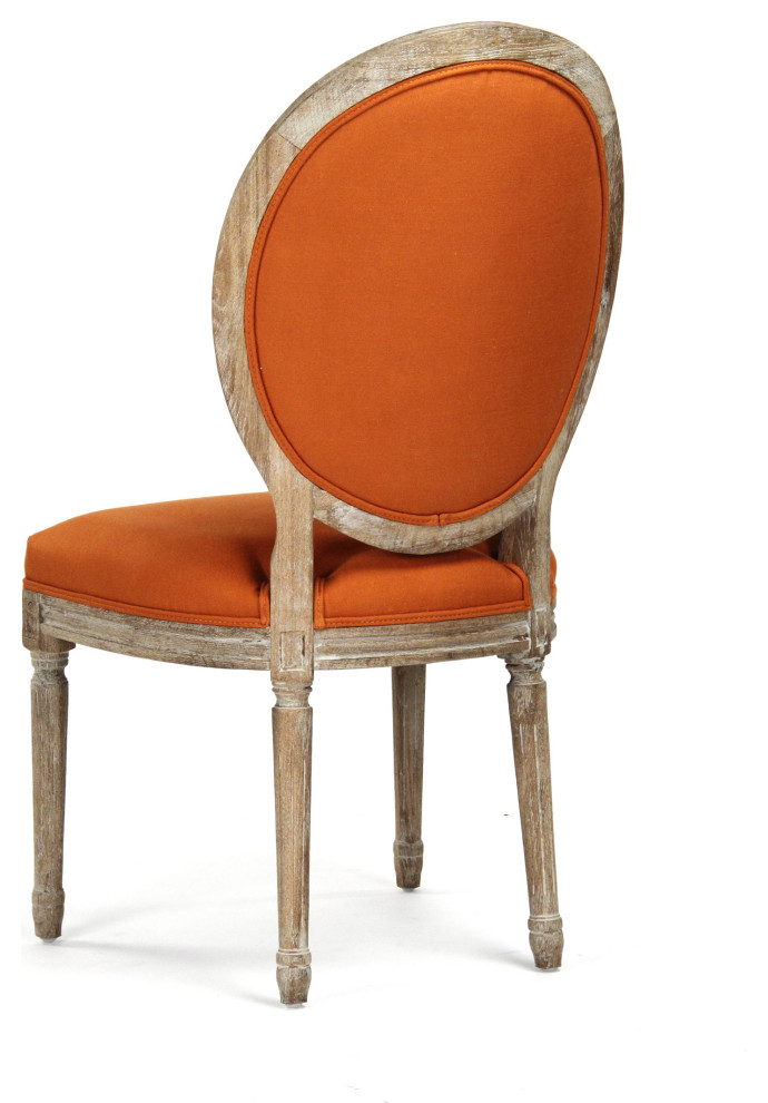 Medallion Tufted Linen Side Chair   French Country   Dining Chairs   by HedgeApple  Houzz