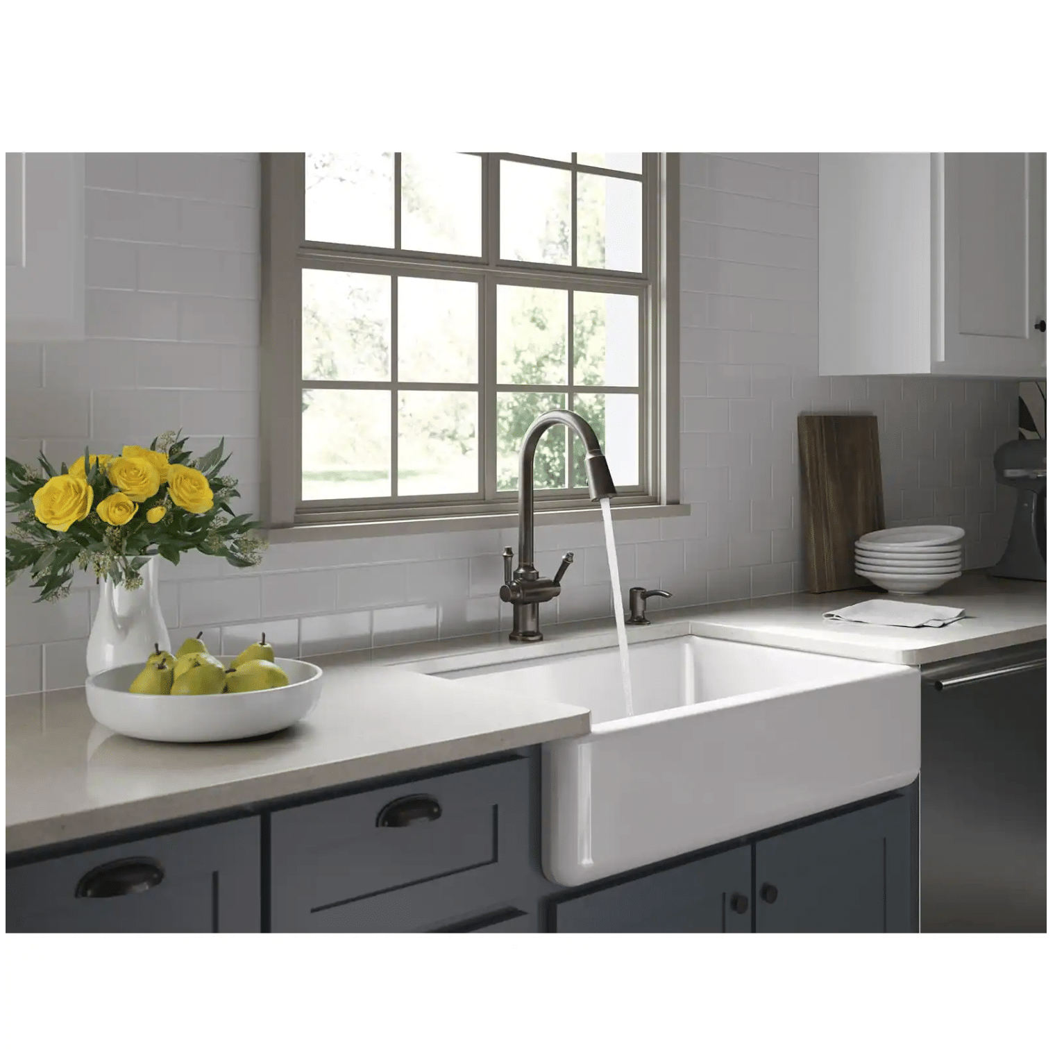 Kohler Thierry Two Handle Pull-Down Sprayer Kitchen Faucet with Soap Dispenser in Oil-Rubbed Bronze