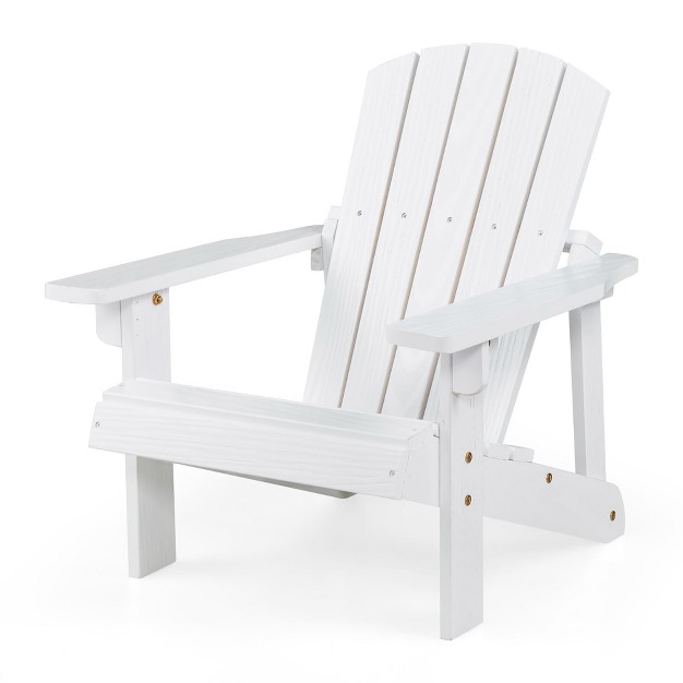 Costway Kid x27 s Adirondack Chair Patio Wood High Backrest Arm Rest 110 Lbs Capacity