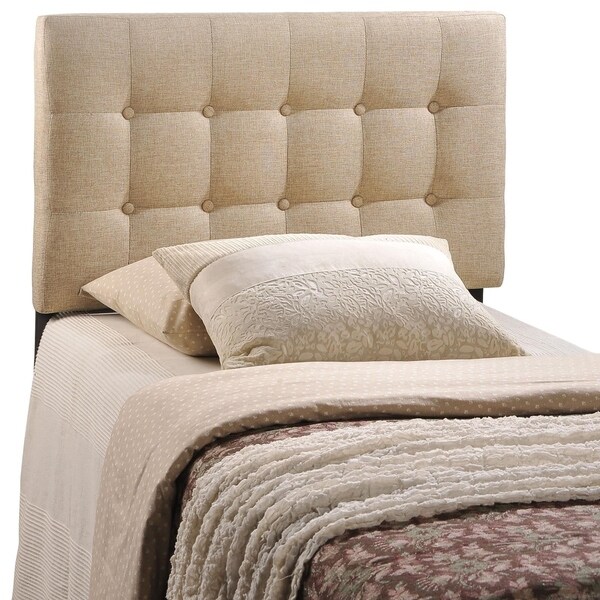 Emily Grey Button-tufted Fabric Twin-size Headboard - - 9278365