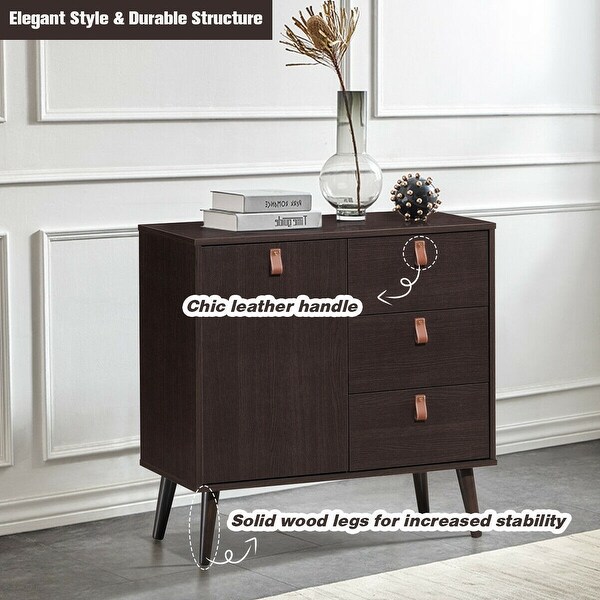 3-drawer Sideboard Storage Display Cabinet-Brown - 31.5