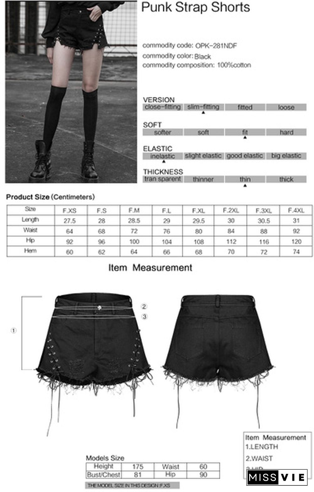 Women Punk Strap Shorts Washed Flash Denim Personality Handsome Casual Short Pants