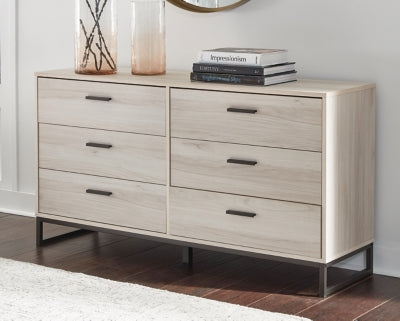 Signature Design by Ashley Socalle Modern Industrial 6 Drawer Dresser, Natural Beige