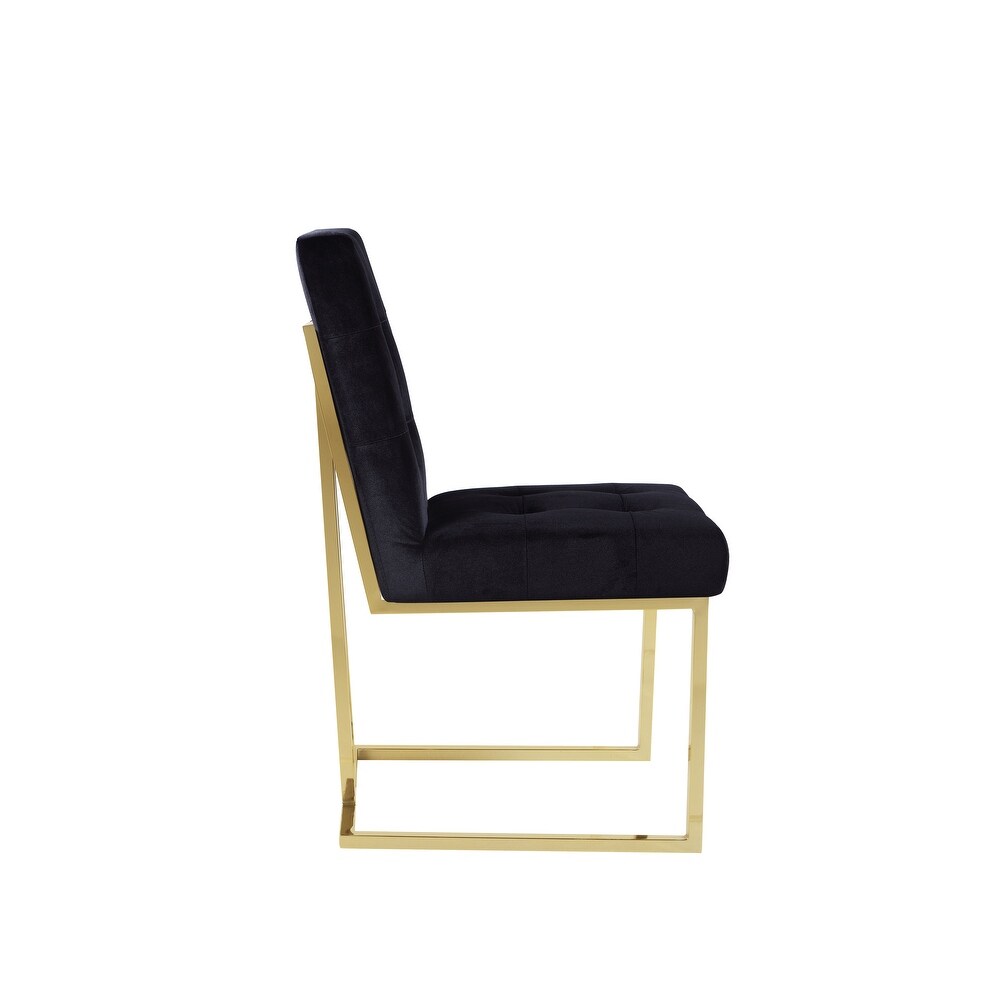 Chic Home Pierre Tufted Velvet Polished Brass Metal Frame Dining Side Chair