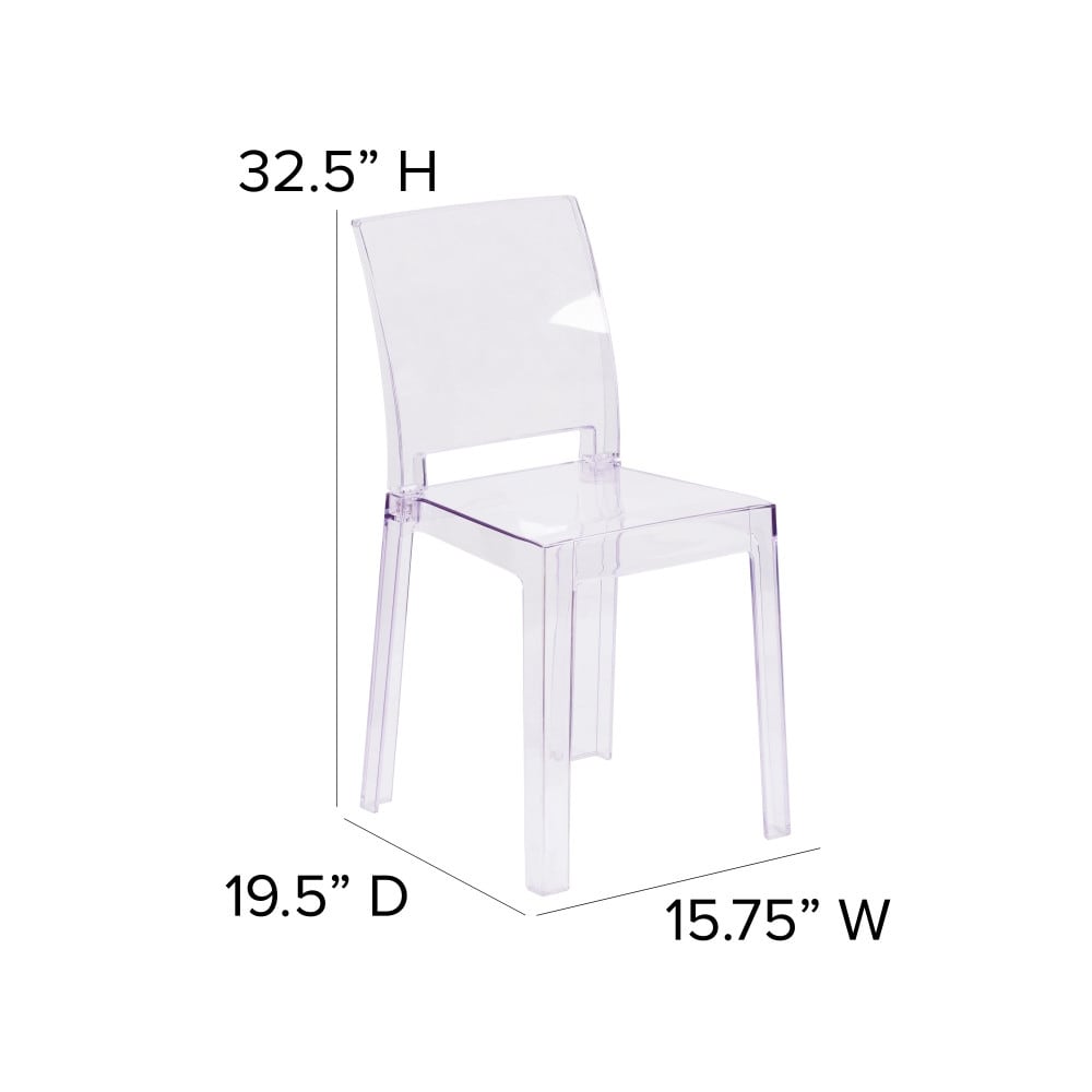 4 Pack Chair with Square Back in Transparent Crystal   Wedding Chairs