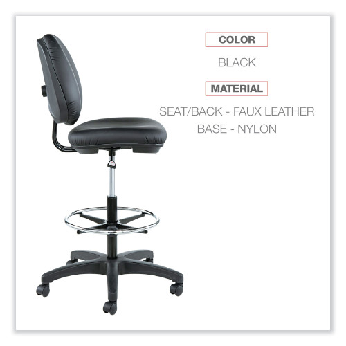 Alera Interval Series Swivel Task Stool， Supports Up to 275 lb， 23.93 to 34.53 Seat Height， Black Faux Leather (IN4616)