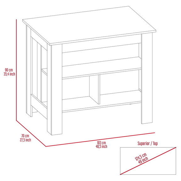 Rockaway 3 Shelf Kitchen Island Dark Brown and Oni...