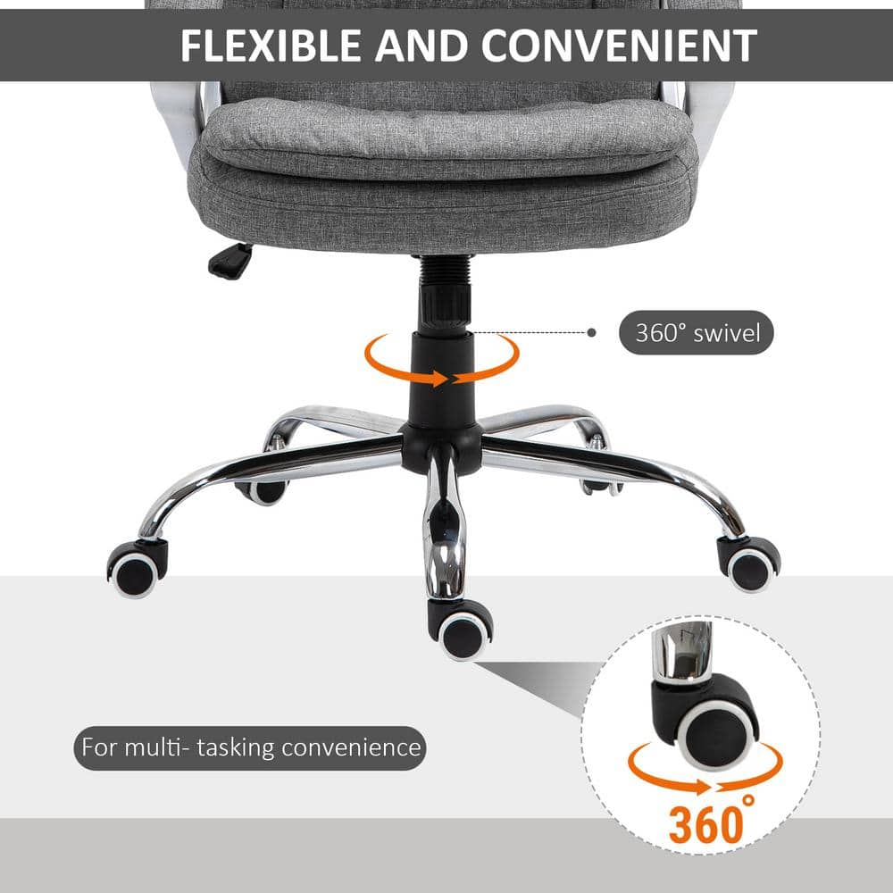 Vinsetto Grey Adjustable Height Ergonomic High Back Home Office Chair with Armrests 921-170V80