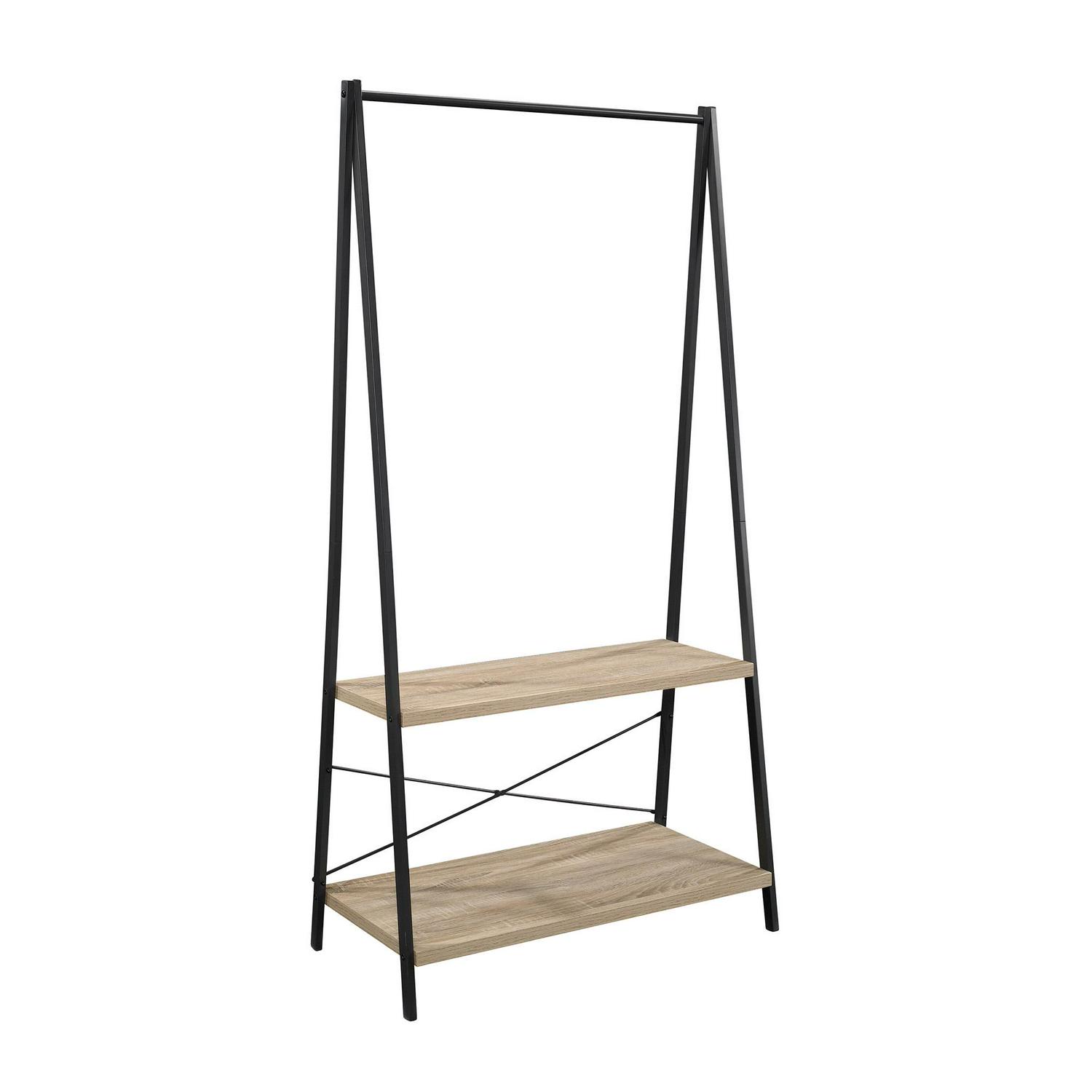 Curiod Hall Tree with Clothing Rack Charter Oak Finish  Crowdfused