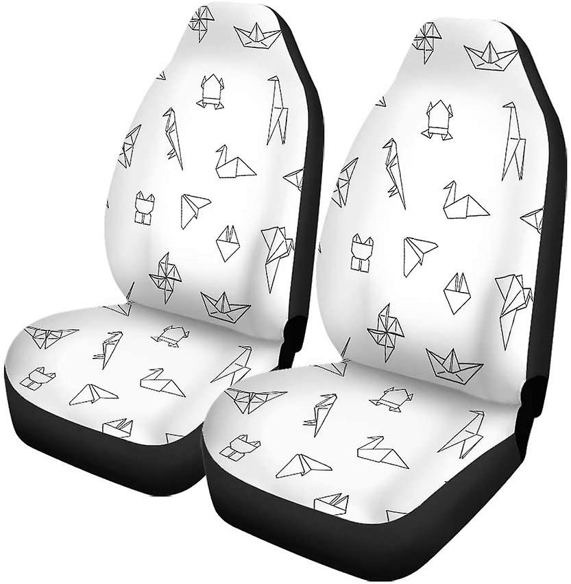 Set Of 2 Car Seat Covers Origami Universal Auto Front Seats Protector Fits For Car，suv Sedan，truck